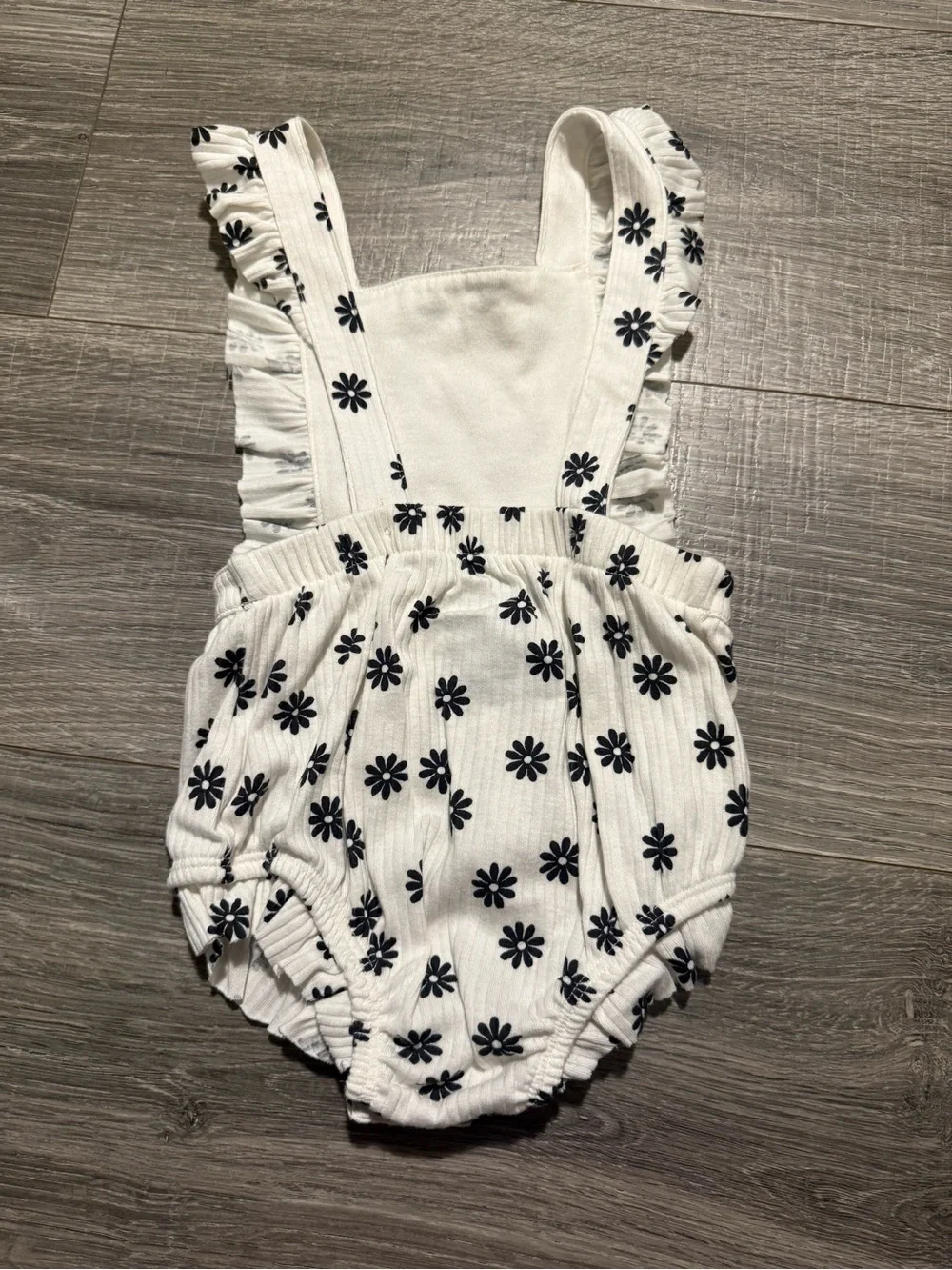 Cat & Jack White Baby Romper with Black Daisy Print